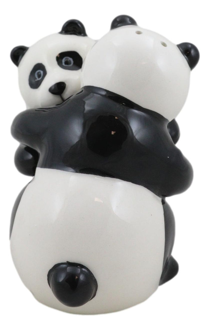 Ebros Gift Ceramic Hugging And Dancing Giant Panda Bears Salt And Pepper Shakers Set Decor