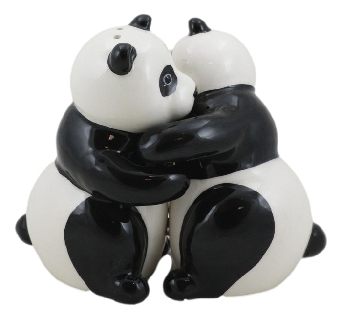 Ebros Gift Ceramic Hugging And Dancing Giant Panda Bears Salt And Pepper Shakers Set Decor