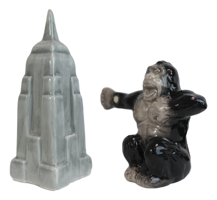 Ebros Gift Ceramic King Kong And Empire State Building Salt And Pepper Shakers Figurine Set
