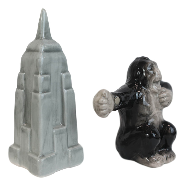 Ebros Gift Ceramic King Kong And Empire State Building Salt And Pepper Shakers Figurine Set