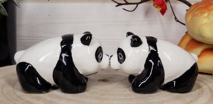 ebros gift Ceramic Kissing Giant Panda Bears Salt And Pepper Shakers Holder Figurine Set