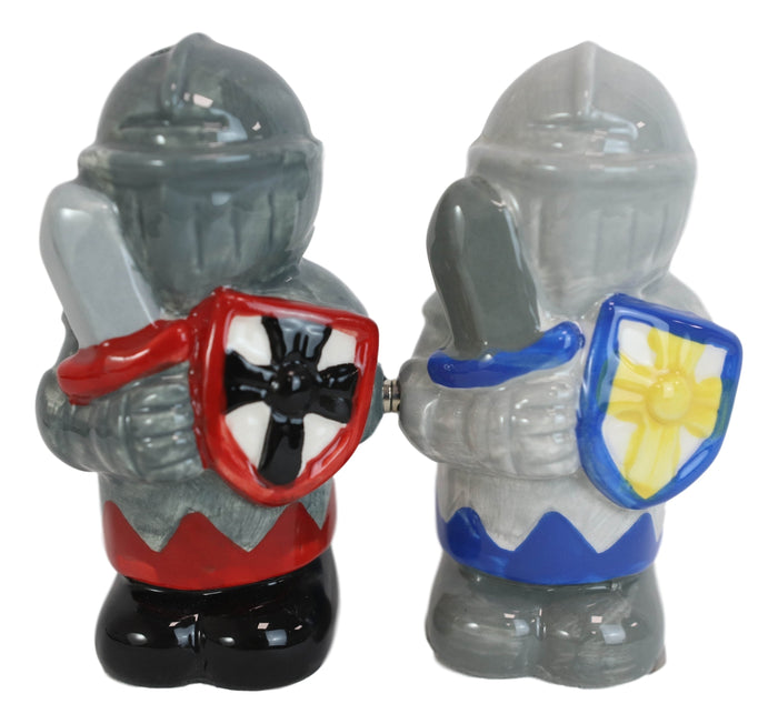 Ebros Gift Ceramic Medieval Suit Of Armor Crusader Knights Salt Pepper Shakers Figurine Set