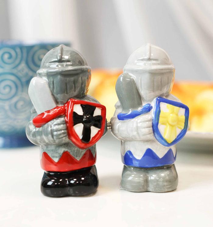 ebros gift Ceramic Medieval Suit Of Armor Crusader Knights Salt Pepper Shakers Figurine Set