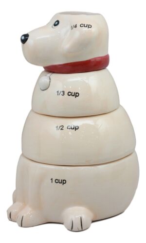 Ebros Gift Ceramic Pedigree Labrador Dog Stackable Measuring Cups Set Of 4 Baking Cooking