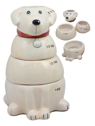 ebros gift Ceramic Pedigree Labrador Dog Stackable Measuring Cups Set of 4 Baking Cooking