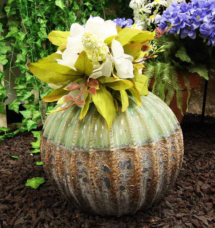 ebros gift Ceramic Southwestern Contemporary Golden Barrel Bulbous Cactus Floral Vase Decor