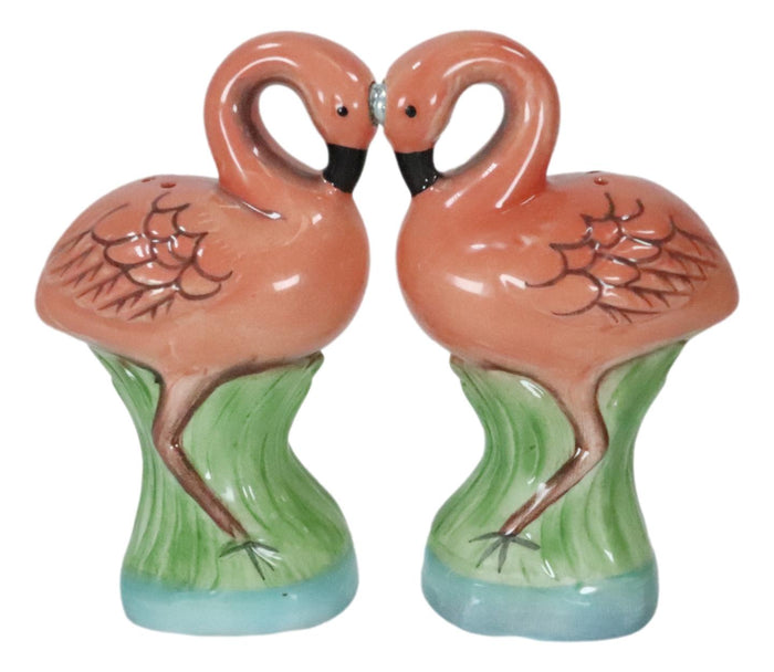 Ebros Gift Ceramic Tropical Paradise Birds Love Pink Flamingos Salt And Pepper Shakers Set