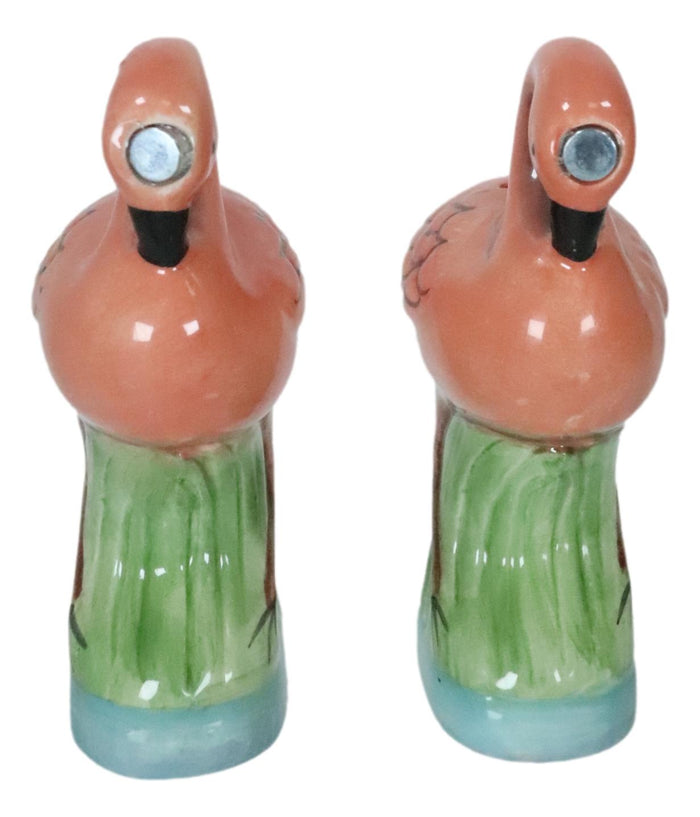 Ebros Gift Ceramic Tropical Paradise Birds Love Pink Flamingos Salt And Pepper Shakers Set