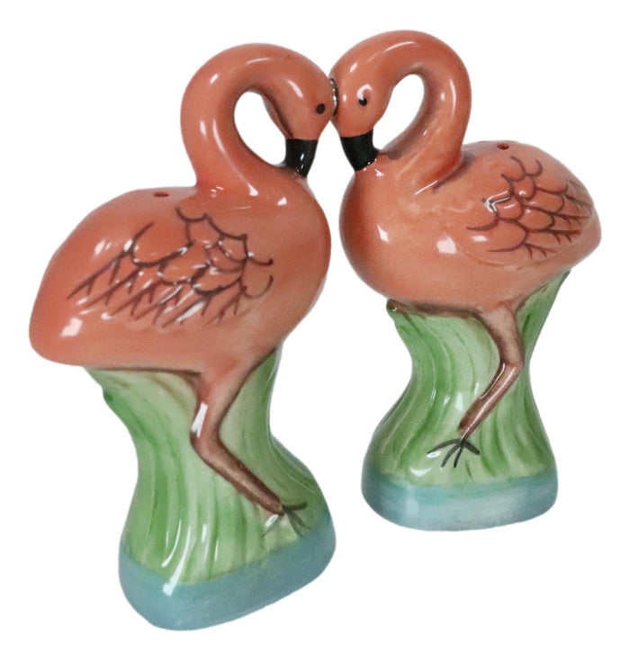 Ebros Gift Ceramic Tropical Paradise Birds Love Pink Flamingos Salt And Pepper Shakers Set