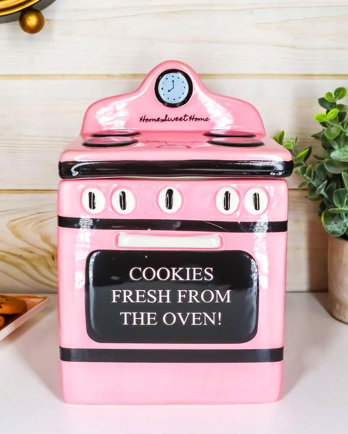 Ebros Gift Ceramic Vintage Pink Oven Cookie Jar With Seal Tight Lid Old Fashioned Retro