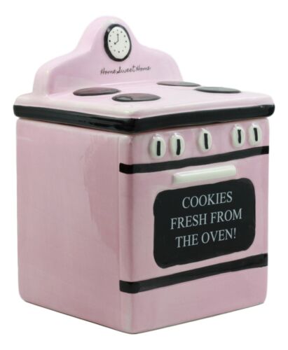 Ebros Gift Ceramic Vintage Pink Oven Cookie Jar With Seal Tight Lid Old Fashioned Retro