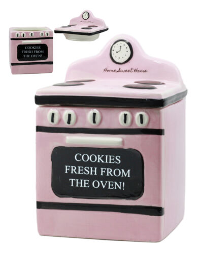 ebros gift Ceramic Vintage Pink Oven Cookie Jar With Seal Tight Lid Old Fashioned Retro