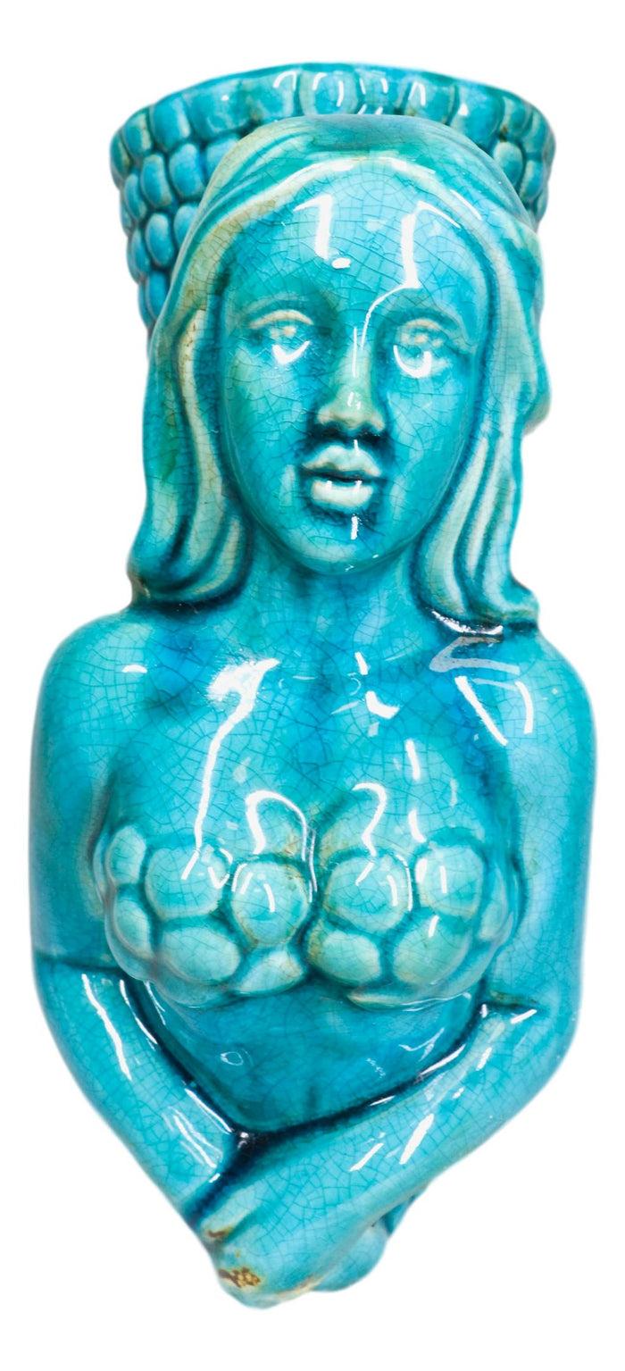 Ebros Gift Ceramic Weathered Turquoise Mermaid Vase Planter Pot Utensil Or Wine Holder