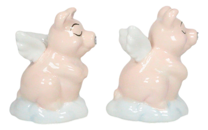Ebros Gift Ceramic When Pigs Fly Angel Pig Couple On Clouds Kissing Salt And Pepper Shakers