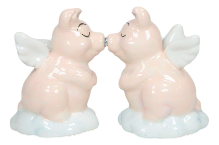 Ebros Gift Ceramic When Pigs Fly Angel Pig Couple On Clouds Kissing Salt And Pepper Shakers