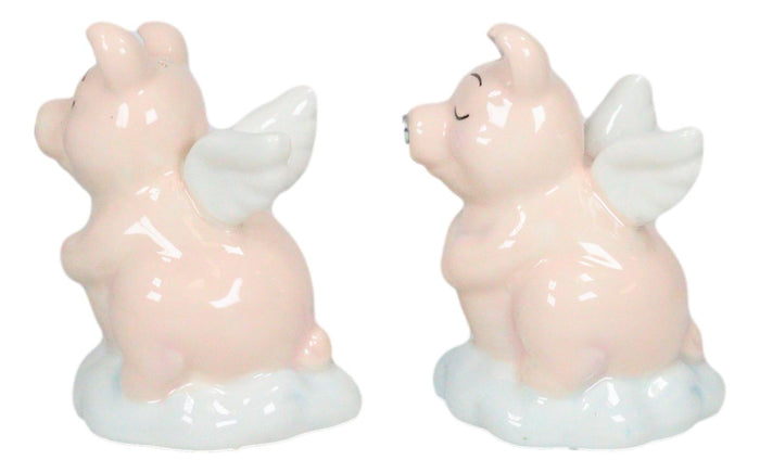 Ebros Gift Ceramic When Pigs Fly Angel Pig Couple On Clouds Kissing Salt And Pepper Shakers
