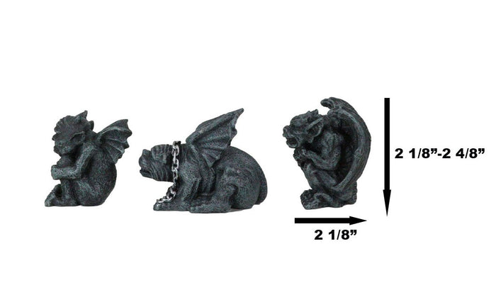 Ebros Gift Chained Gothic Stoic Gargoyles Chimera Guardian Figurines Miniature Set 3"Tall