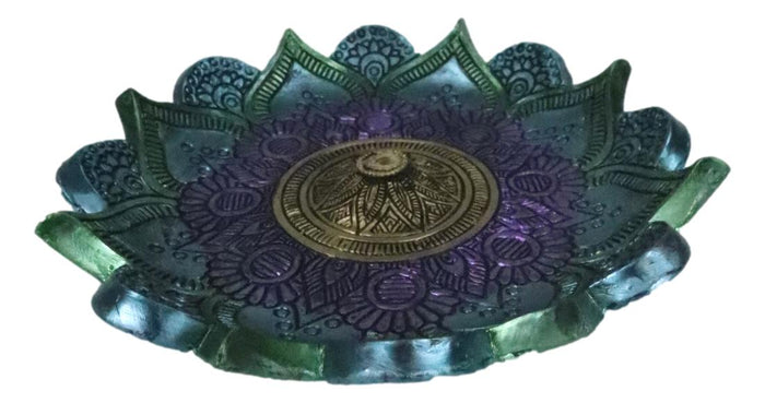 Ebros Gift Chakra Buddhist Mandala 8 Spokes Wheel Flower Bloom Incense Burner Figurine