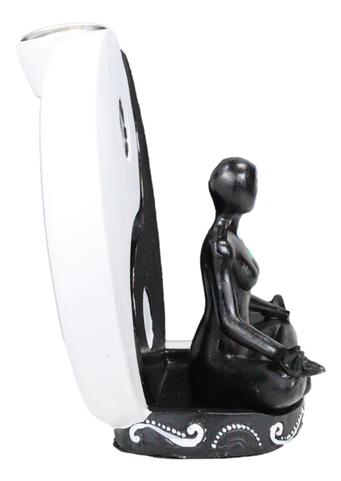 Ebros Gift Chakra Yoga Avatar With Black And White Yin Yang Backflow Incense Cone Holder
