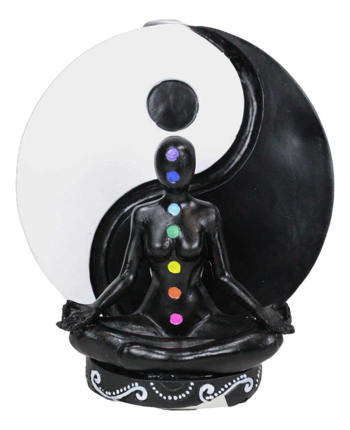 Ebros Gift Chakra Yoga Avatar With Black And White Yin Yang Backflow Incense Cone Holder