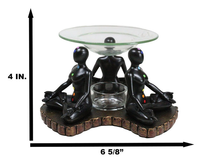 Ebros Gift Chakra Zones Black Yoga Avatars Meditating On Lotus Candle Heat Oil Burner Decor