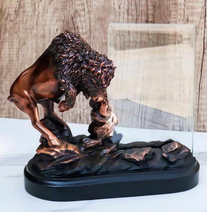 ebros gift Charging Native American Bison Buffalo 6"X4" Picture Frame Bronzed Figurine