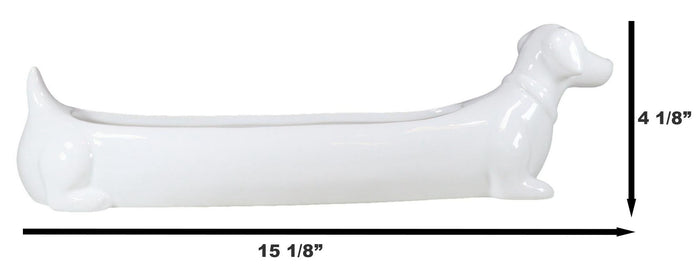 Ebros Gift Chic Dachshund Puppy Dog White Ceramic Serving Platter Plate Cracker Dish Tray