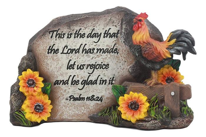 Ebros Gift Chicken Rooster On Fence With Psalms Bible Verse Desktop Plaque Home Decor