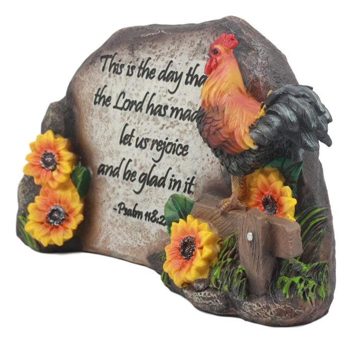 Ebros Gift Chicken Rooster On Fence With Psalms Bible Verse Desktop Plaque Home Decor