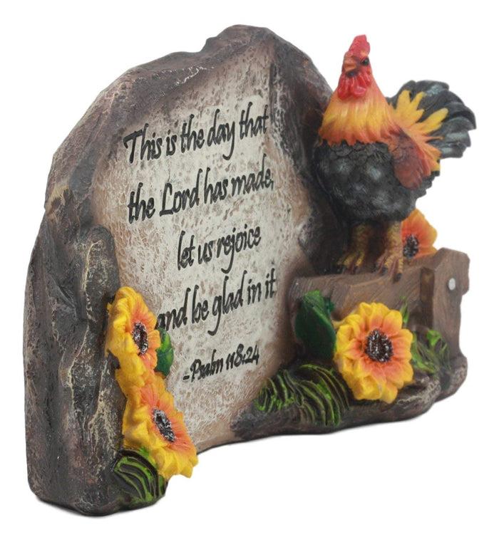 Ebros Gift Chicken Rooster On Fence With Psalms Bible Verse Desktop Plaque Home Decor