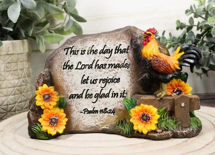 ebros gift Chicken Rooster On Fence With Psalms Bible Verse Desktop Plaque Home Decor
