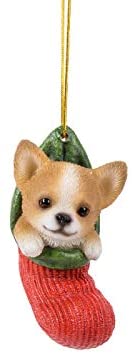 ebros gift Chihuahua Puppy Decorative Holiday Festive Christmas Hanging Ornament