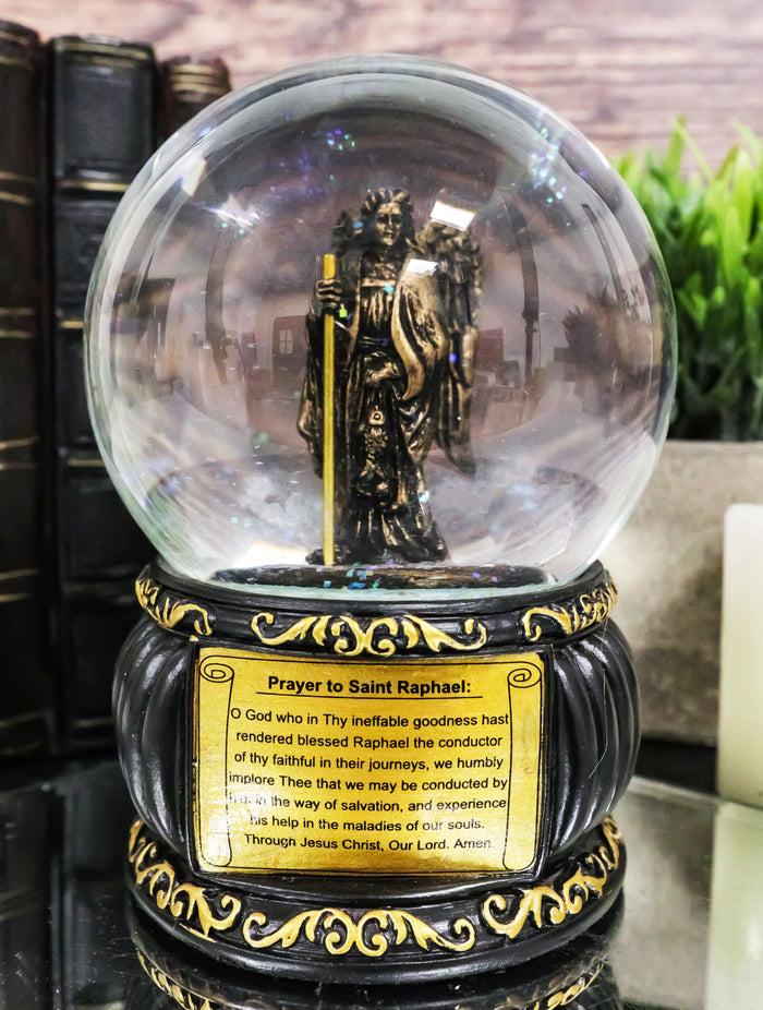 ebros gift Christian Holy Archangel Saint Raphael Angel Of Healing Water Globe Figurine
