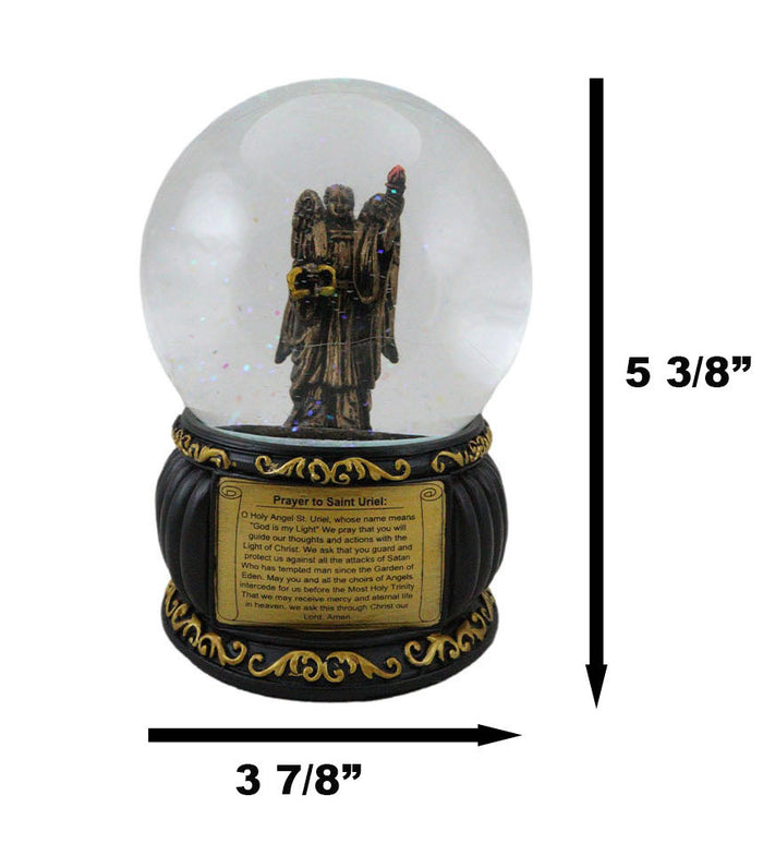 Ebros Gift Christian Holy Archangel Saint Uriel Angel Of Light Glitter Water Globe Figurine