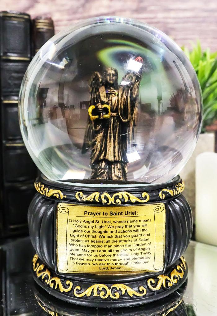 ebros gift Christian Holy Archangel Saint Uriel Angel Of Light Glitter Water Globe Figurine