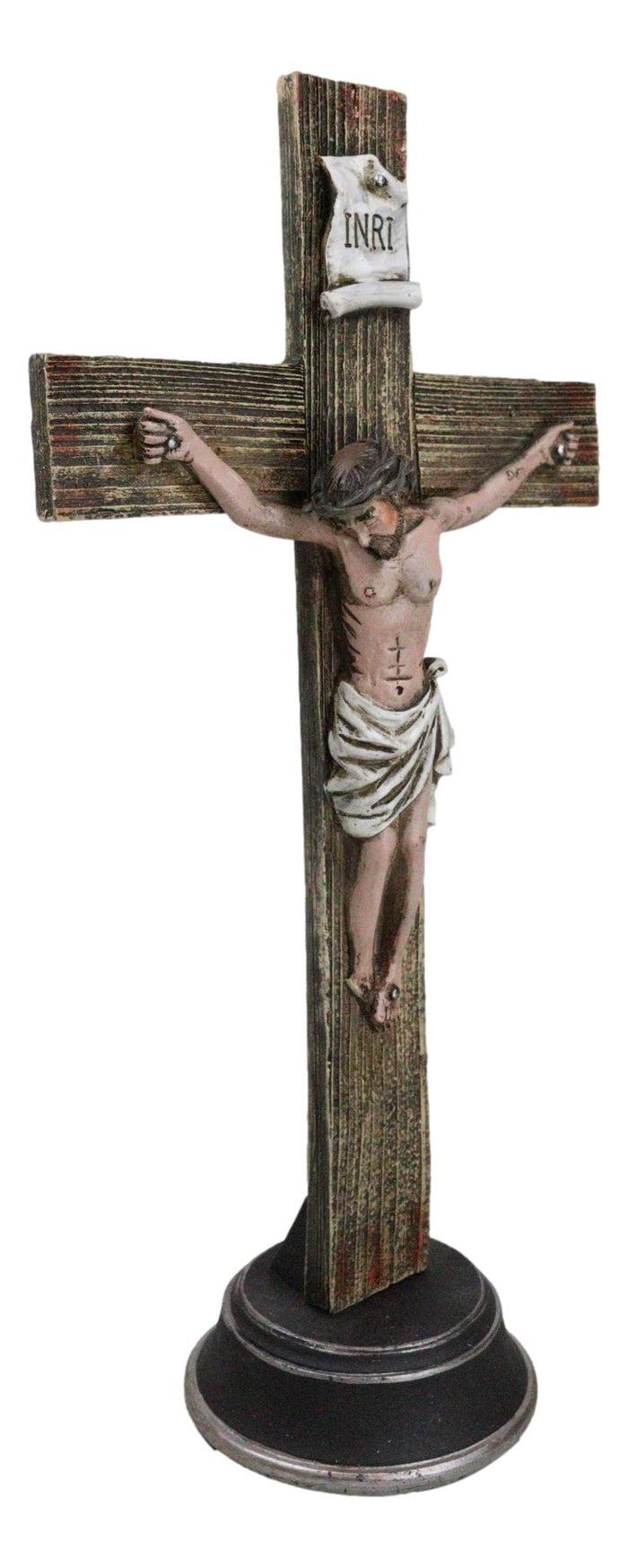 Ebros Gift Christian Religious Accent INRI Jesus Christ Crucifix Desktop Cross Figurine