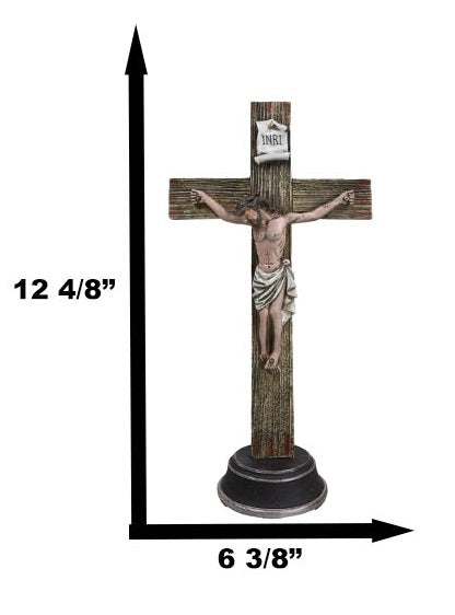 Ebros Gift Christian Religious Accent INRI Jesus Christ Crucifix Desktop Cross Figurine