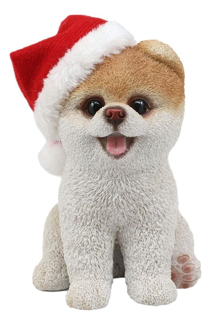 Ebros Gift Christmas Boo The World's Cutest Pomeranian Dog Statue Pet Pal Dogs Collectible