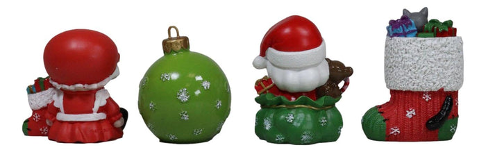 Ebros Gift Christmas Furry Bones Mr Mrs Santa Claus Tree Ornament And Stocking Figurines