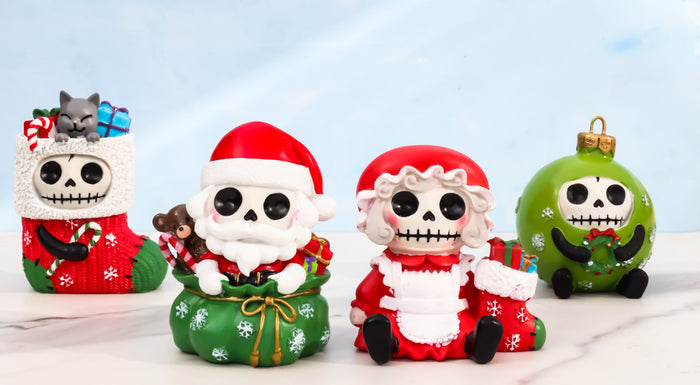 ebros gift Christmas Furry Bones Mr Mrs Santa Claus Tree Ornament And Stocking Figurines