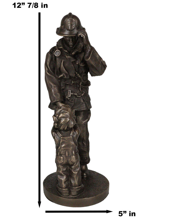 Ebros Gift Civil Servant Fire Fighter Large Child Shaking Hands And Thanking Fireman Statue