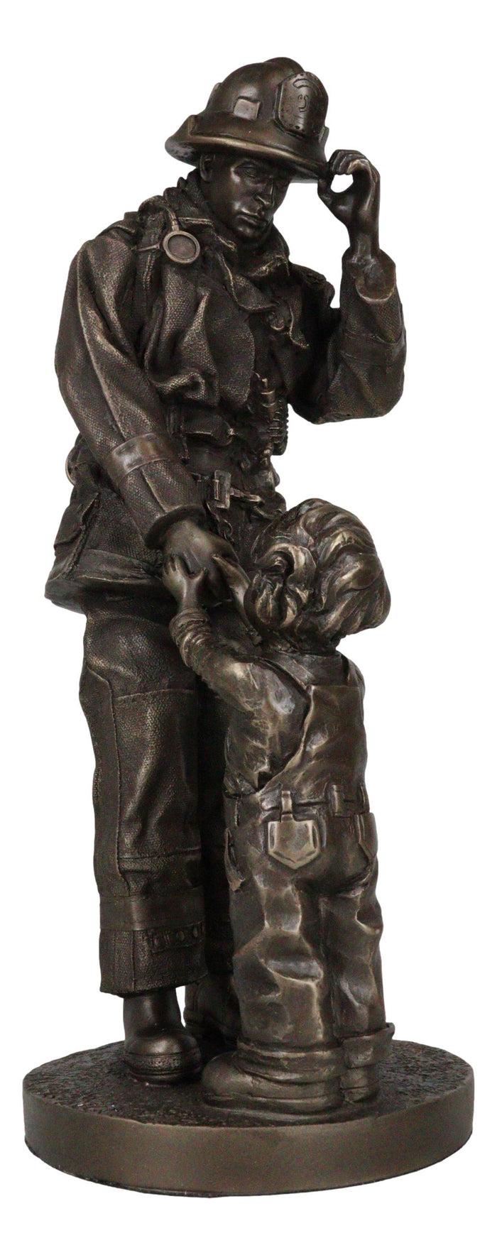 Ebros Gift Civil Servant Fire Fighter Large Child Shaking Hands And Thanking Fireman Statue