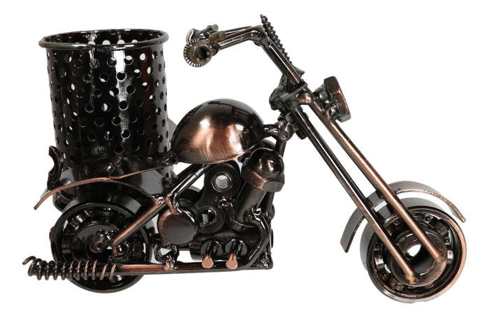 Ebros Gift Classic Chopper Bike Motorcycle Metal Desktop Stationery Holder Organizer