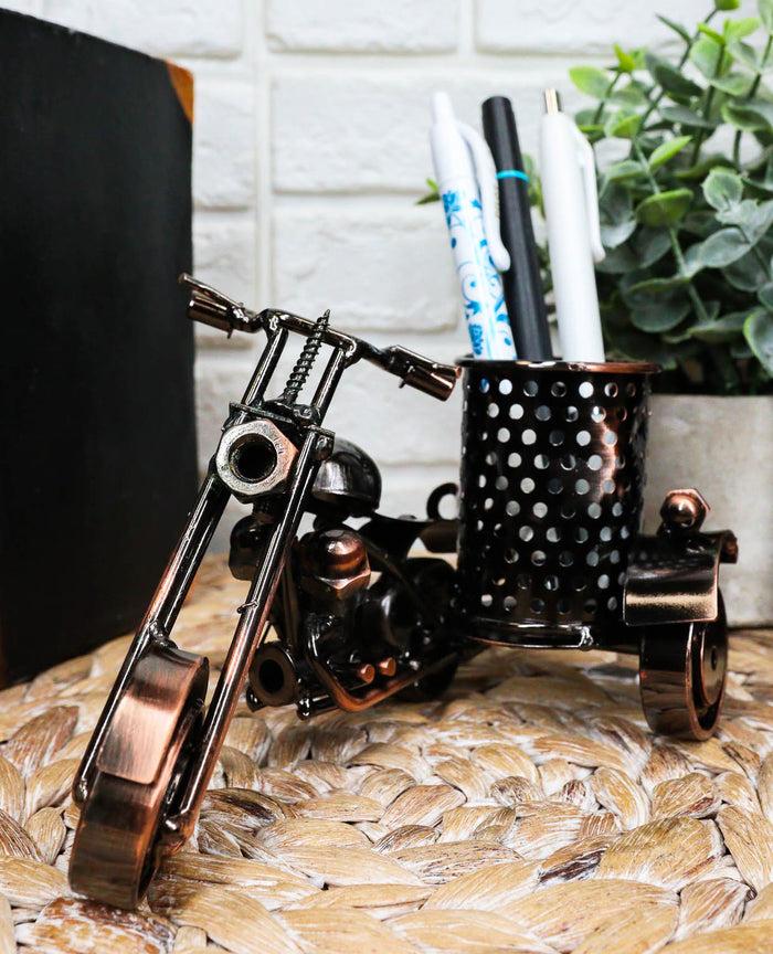 ebros gift Classic Chopper Bike Motorcycle Metal Desktop Stationery Holder Organizer