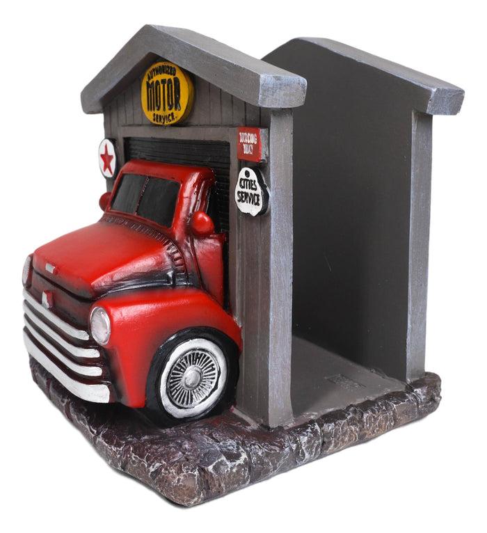 Ebros Gift Classic Vintage Red Pickup Truck In Garage Shop Paper Napkin Holder Figurine