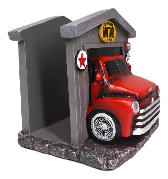 Ebros Gift Classic Vintage Red Pickup Truck In Garage Shop Paper Napkin Holder Figurine