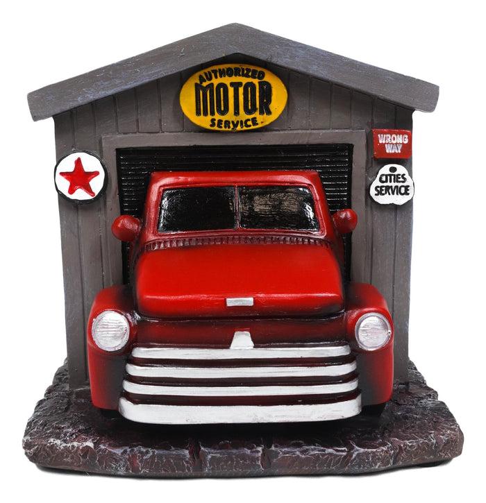 Ebros Gift Classic Vintage Red Pickup Truck In Garage Shop Paper Napkin Holder Figurine
