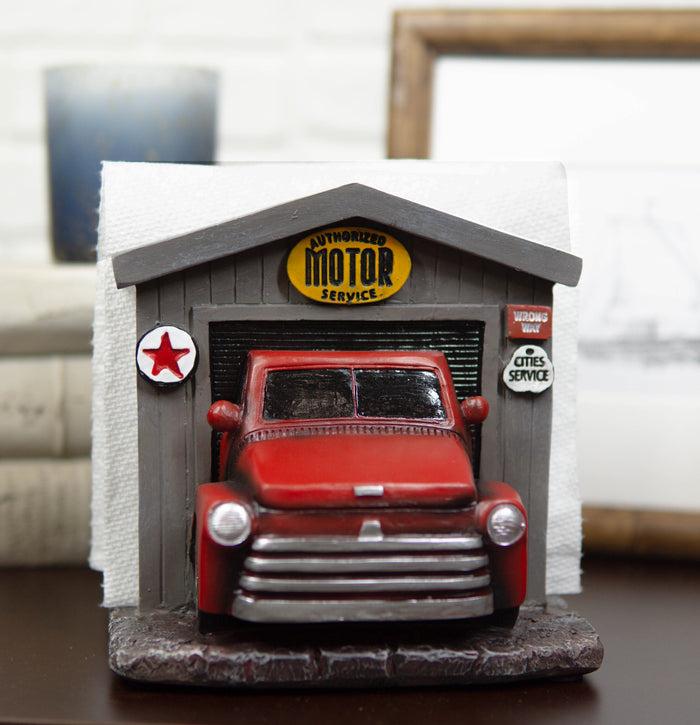 ebros gift Classic Vintage Red Pickup Truck In Garage Shop Paper Napkin Holder Figurine