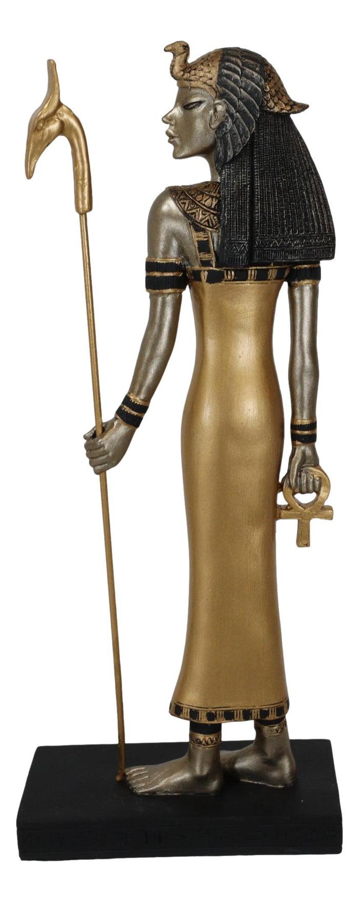 Ebros Gift Classical Egypt Goddess Mother Isis Ra Holding Ankh Staff Slim Figurine 10"H