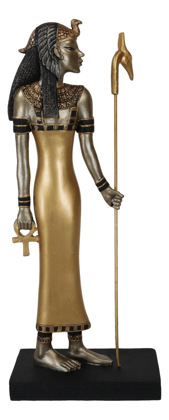 Ebros Gift Classical Egypt Goddess Mother Isis Ra Holding Ankh Staff Slim Figurine 10"H